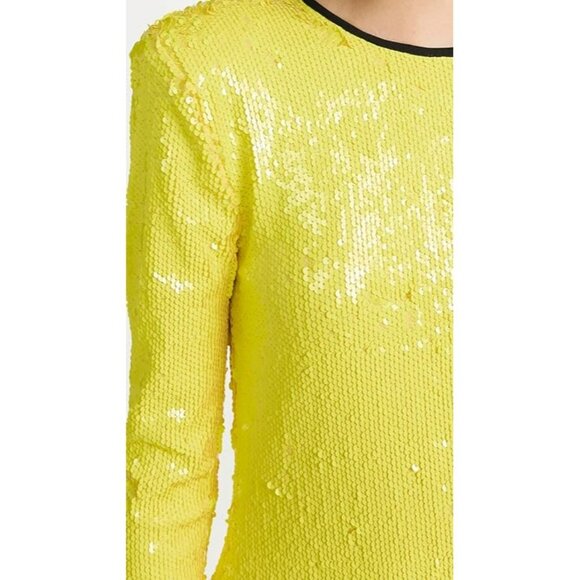 NEW Brogger Diana Neon Yellow Sequin Mini Dress Black Mesh Street Wear Glam - Picture 4 of 15